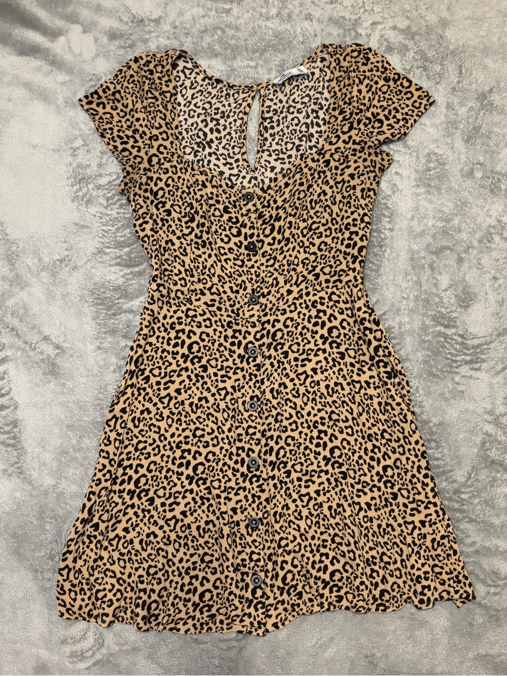 Hollister Leopard Print Button Front Mini Dress XL Keyhole Back